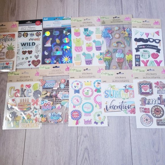 Sticker set of 11 for scrapbooking. 10 set of Crafter square & happy planner - Picture 1 of 5